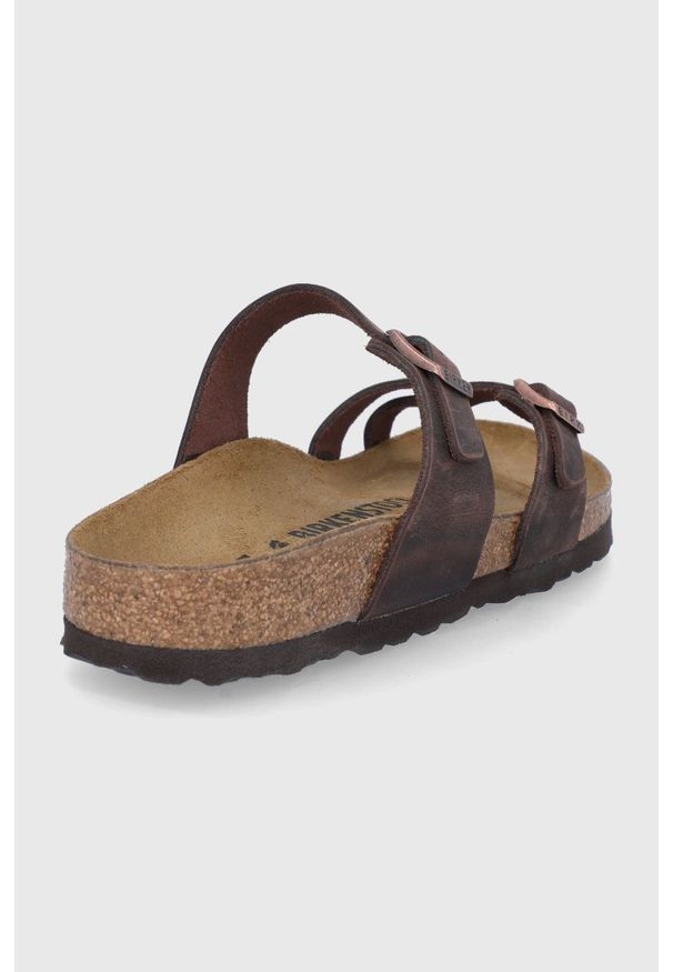 Birkenstock Klapki skórzane Mayari damskie kolor brązowy. Kolor: brązowy. Materiał: skóra. Obcas: na obcasie. Wysokość obcasa: niski