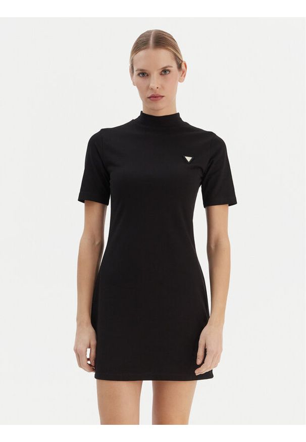 Guess Sukienka codzienna V6RK04 J1314 Czarny Regular Fit. Okazja: na co dzień. Kolor: czarny. Materiał: bawełna. Typ sukienki: proste. Styl: casual