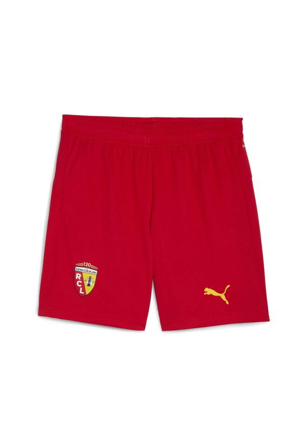 Puma - Męskie szorty RC Lens 25/26 PUMA Red Pelé Yellow. Kolor: żółty, czerwony, wielokolorowy. Materiał: tkanina. Sport: piłka nożna