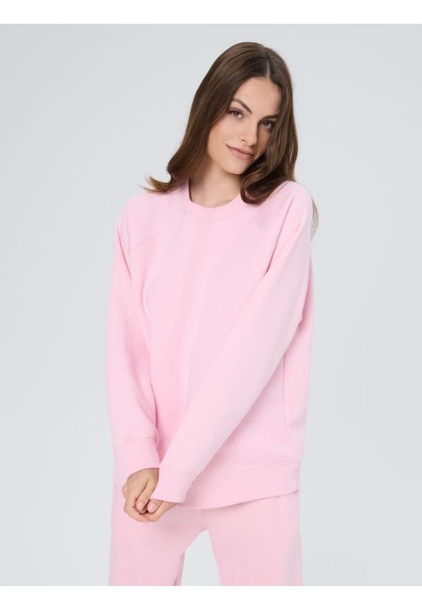Sinsay - Bluza crewneck - różowy. Kolor: różowy