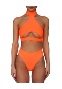 NOIRE SWIMWEAR - Pomarańczowy dół od bikini z wysokim stanem Bali. Stan: podwyższony. Kolor: pomarańczowy. Materiał: tkanina #4
