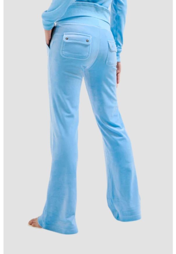 Juicy Couture - JUICY COUTURE Błękitne damskie spodnie dresowe Del Ray Pocketed Pant, Rozmiar M. Kolor: niebieski. Materiał: dresówka