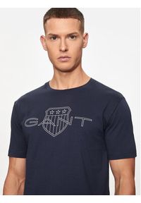 GANT - Gant T-Shirt Logo 2005143 Granatowy Regular Fit. Kolor: niebieski. Materiał: bawełna #4