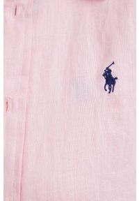 Polo Ralph Lauren koszula lniana kolor różowy regular z kołnierzykiem klasycznym. Okazja: na co dzień. Typ kołnierza: kołnierzyk klasyczny, polo. Kolor: różowy. Materiał: len. Wzór: gładki, aplikacja. Styl: klasyczny #2