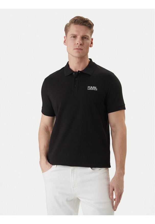 Karl Lagerfeld - KARL LAGERFELD Polo 745780 562235 Czarny Regular Fit. Typ kołnierza: polo. Kolor: czarny. Materiał: bawełna
