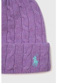 Polo Ralph Lauren czapka wełniana kolor fioletowy wełniana. Kolor: fioletowy. Materiał: wełna #3