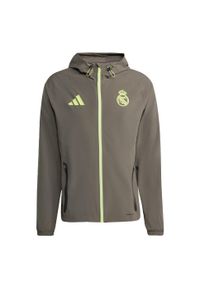 Adidas - Kurtka Real Madrid Tiro 25 Competition Vis Tech Travel Jacket. Kolor: szary, wielokolorowy, żółty. Materiał: dresówka. Sport: piłka nożna