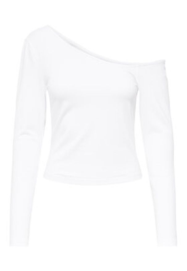 only - ONLY Bluzka Live Love 15344398 Biały Slim Fit. Kolor: biały. Materiał: bawełna