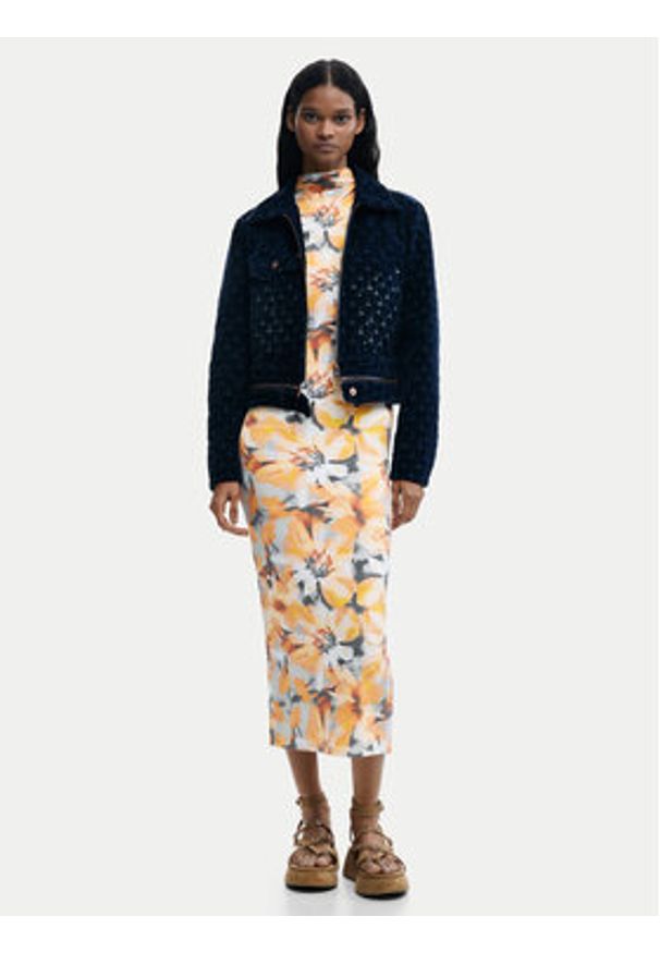Desigual Sukienka letnia Martha 26SWVK48 Żółty Slim Fit. Kolor: żółty. Materiał: syntetyk. Sezon: lato