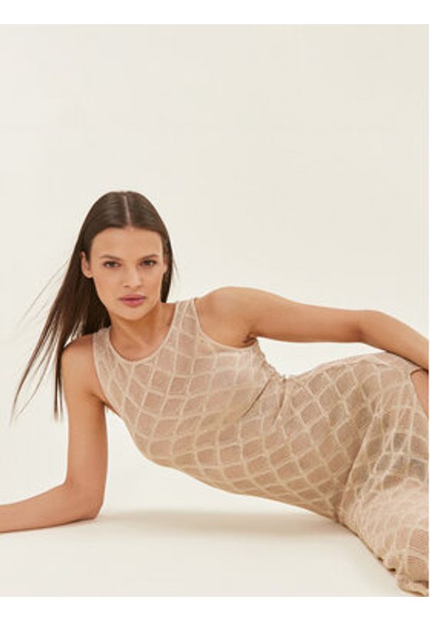 Liu Jo Sukienka letnia VA4002 J4666 Złoty Slim Fit. Kolor: złoty. Materiał: wiskoza. Sezon: lato