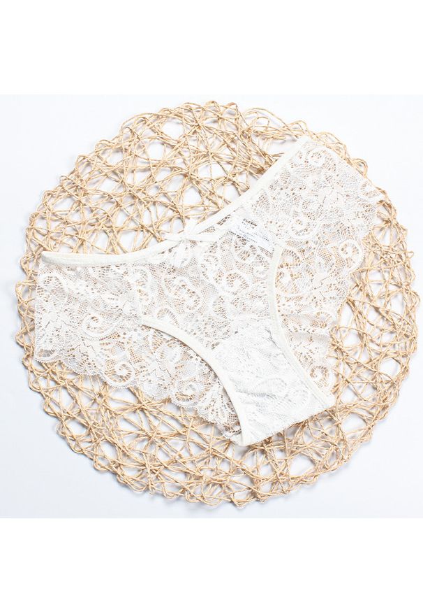 Intica - Koronkowe majtki damskie z delikatnego materiału Taline. Kolor: biały. Materiał: materiał, koronka. Wzór: koronka