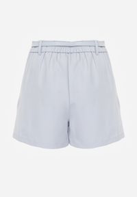 Born2be - Niebieskie Spódnico-Szorty z Wysokim Stanem Paskiem i Metaliczną Ozdobą Narnllea. Okazja: na co dzień. Stan: podwyższony. Kolor: niebieski. Materiał: jeans. Wzór: aplikacja. Styl: casual, elegancki, klasyczny #8