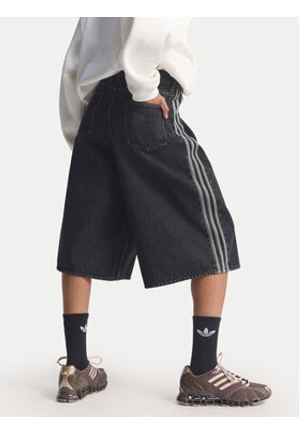 Adidas - adidas Szorty jeansowe Firebird Jorts KD2916 Czarny Oversize. Kolor: czarny. Materiał: bawełna