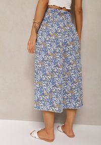 Renee - Niebieskie Szerokie Spodnie Culotte High Waist z Gumką w Talii Vikiisona. Stan: podwyższony. Kolor: niebieski. Materiał: tkanina. Sezon: lato