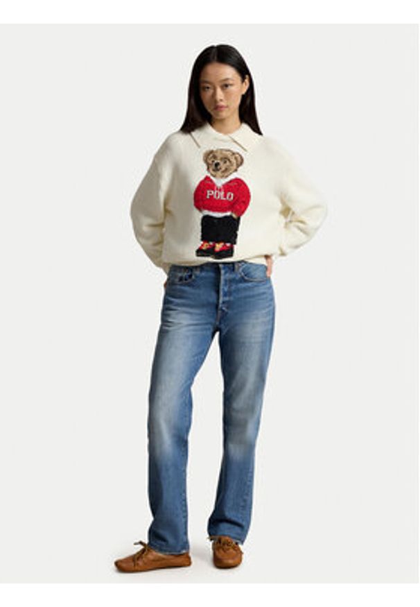 Polo Ralph Lauren Sweter 211B17764001 Kremowy Regular Fit. Typ kołnierza: polo. Kolor: kremowy. Materiał: bawełna