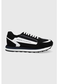 Armani Exchange buty kolor czarny. Nosek buta: okrągły. Zapięcie: sznurówki. Kolor: czarny