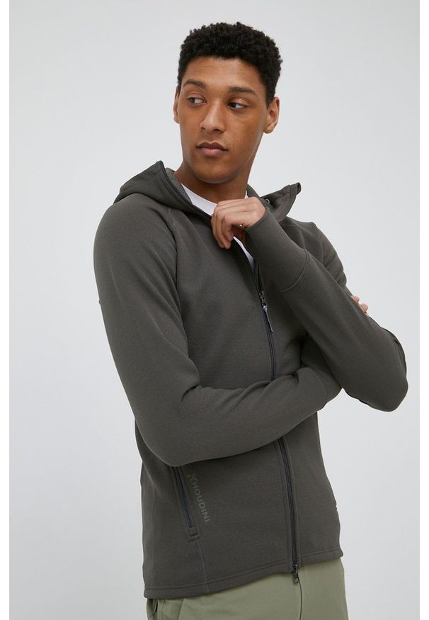 Houdini bluza sportowa Mono Air kolor zielony z kapturem. Typ kołnierza: kaptur. Kolor: zielony. Materiał: poliester, włókno, materiał. Długość rękawa: raglanowy rękaw. Styl: sportowy