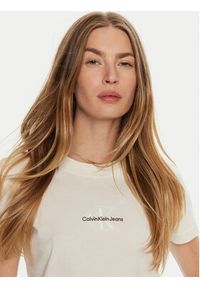 Calvin Klein Jeans T-Shirt J20J223563 Écru Slim Fit. Materiał: bawełna