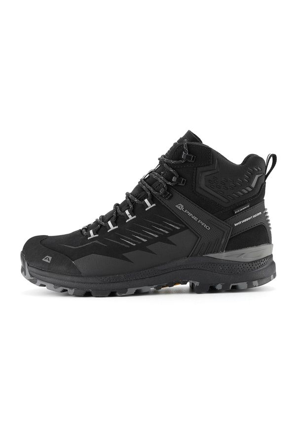 ALPINE PRO - Buty trekkingowe wysokie Alpine Pro Merse Vibram. Kolor: czarny. Materiał: skóra. Szerokość cholewki: normalna