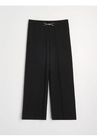 Sinsay - Spodnie wide leg z dekoracyjną klamrą - czarny. Kolor: czarny #1