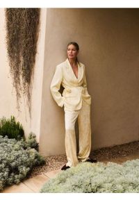 Reserved - Wzorzyste spodnie z wiskozy - jasnożółty. Kolor: żółty. Materiał: wiskoza #1