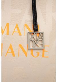 Armani Exchange torebka 942808.CC708 kolor beżowy. Kolor: beżowy. Wzór: nadruk. Materiał: z nadrukiem. Rodzaj torebki: na ramię #5