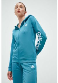 Adidas - adidas dres damski kolor turkusowy. Kolor: turkusowy. Materiał: dresówka #7
