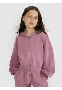 4f - 4F Bluza dresowa rozpinana z kapturem dziewczęca 4F JUNIOR x Anna Lewandowska - różowa 158 (12-13 lat). Okazja: na co dzień. Typ kołnierza: kaptur. Kolor: różowy. Materiał: dresówka. Wzór: gładki, haft, ze splotem. Sezon: lato. Styl: casual, sportowy #1