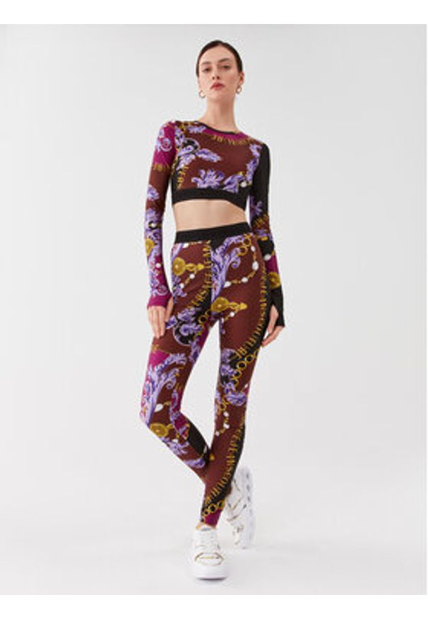 Versace Jeans Couture Bluzka 75HAH218 Fioletowy Slim Fit. Kolor: fioletowy. Materiał: syntetyk