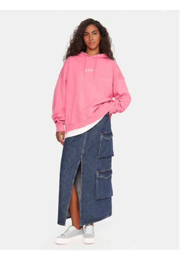 Roxy Bluza Lineup ERJFT05016 Różowy Oversize. Kolor: różowy. Materiał: bawełna