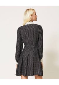 TwinSet - TWINSET - Czarna mini sukienka z kołnierzem. Kolor: czarny. Materiał: tkanina, materiał. Styl: klasyczny, elegancki. Długość: mini #4