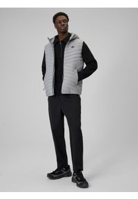 4f - 4F Bezrękawnik z wypełnieniem syntetycznym męski - szary 3XL. Typ kołnierza: kaptur. Kolor: szary. Materiał: syntetyk. Długość rękawa: bez rękawów. Wzór: jodełka #2