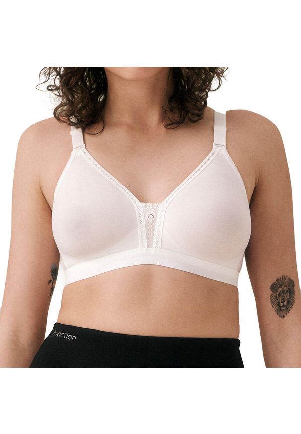 TRIACTION - Stanik fitness cardio Trophy. Kolor: biały. Materiał: poliamid, bawełna, wiskoza, elastan. Sport: fitness