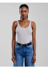 Big-Star - Koszulka damska na ramiączkach szara Alena 901. Kolor: szary. Materiał: skóra, bawełna, elastan. Długość rękawa: na ramiączkach. Sezon: lato, zima. Styl: sportowy #1