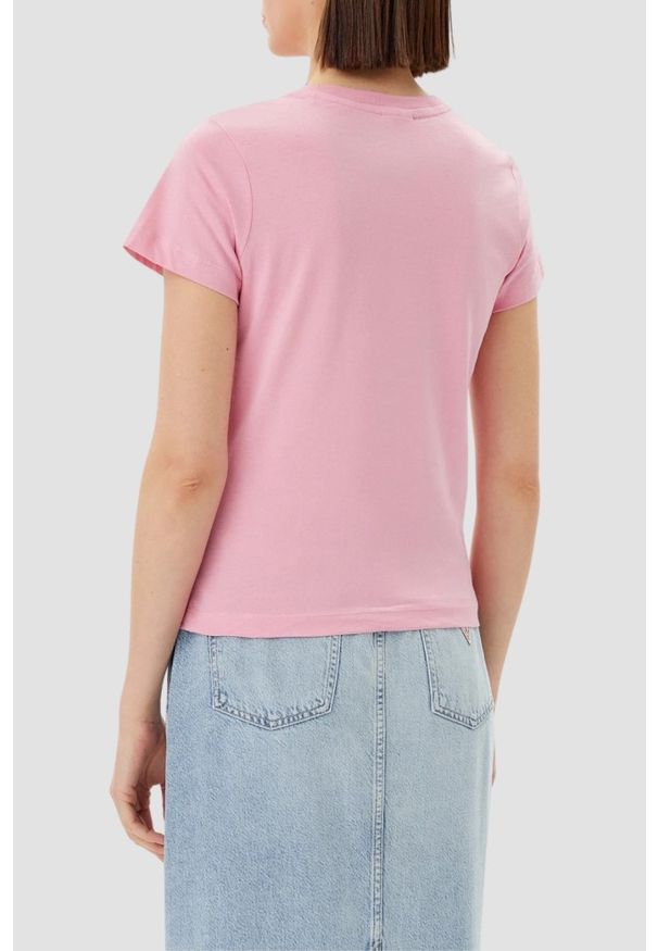 Guess - GUESS Różowy damski t-shirt Narciso, Rozmiar L. Kolor: różowy