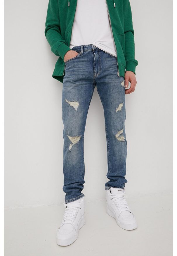 Superdry jeansy męskie. Kolor: niebieski