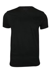Czarny Bawełniany T-Shirt (Koszulka) z Kieszonką, Bez Nadruku - Brave Soul, Męski. Okazja: na co dzień. Kolor: czarny. Materiał: bawełna. Sezon: wiosna, lato. Styl: casual