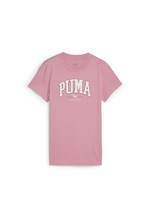 Puma - Damska koszulka z nadrukiem PUMA SQUAD PUMA Mauved Out Pink. Kolor: różowy. Wzór: nadruk. Sport: joga i pilates