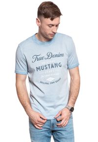 Mustang - MUSTANG Alex C Print FADED DENIM 1008961 5124. Kolor: niebieski. Materiał: denim. Wzór: nadruk #8