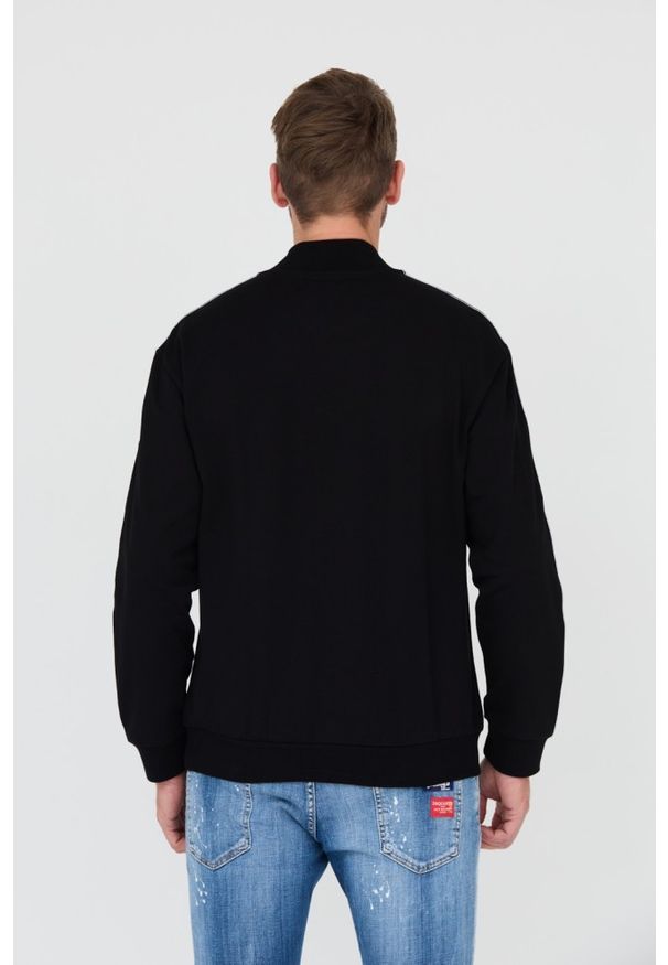 MOSCHINO Czarna męska bluza z lampasami, Rozmiar M. Kolor: czarny