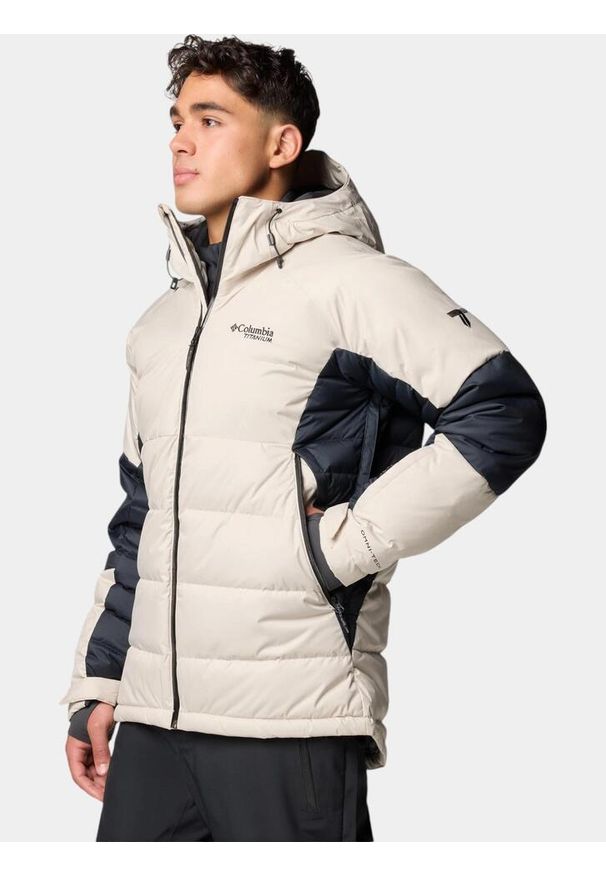 columbia - Kurtka Narciarska Męska Columbia Roaring Fork II. Kolor: beżowy, wielokolorowy, czarny. Materiał: puch. Sezon: zima. Sport: narciarstwo