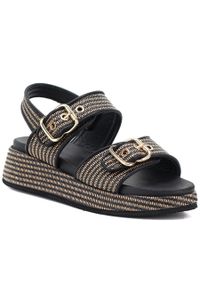 Sandały damskie na platformie czarno-złote Artiker 58C1741. Kolor: złoty, wielokolorowy, czarny. Materiał: skóra ekologiczna. Obcas: na platformie #1