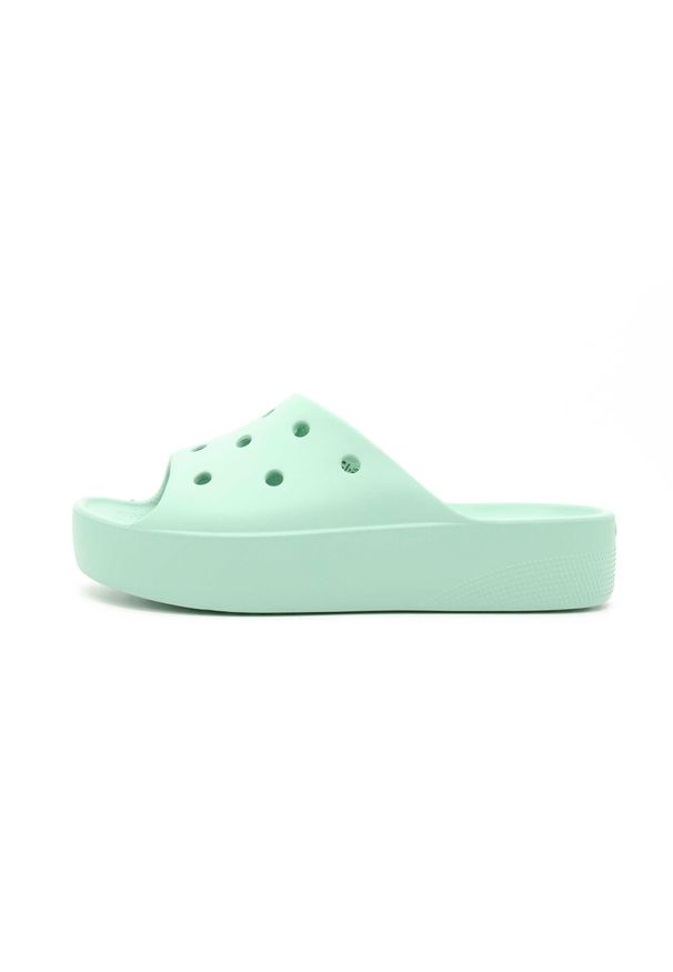 Crocs Classic Platform Slide W Sandałach Damskie. Okazja: na co dzień. Kolor: niebieski. Materiał: nylon, syntetyk, materiał. Obcas: na platformie. Styl: sportowy, casual