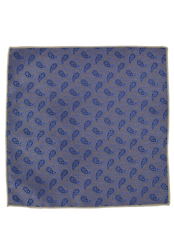 Męska, Elegancka Poszetka - Alties - Niebieska ze Wzorem Paisley. Kolor: niebieski. Materiał: poliester. Wzór: paisley