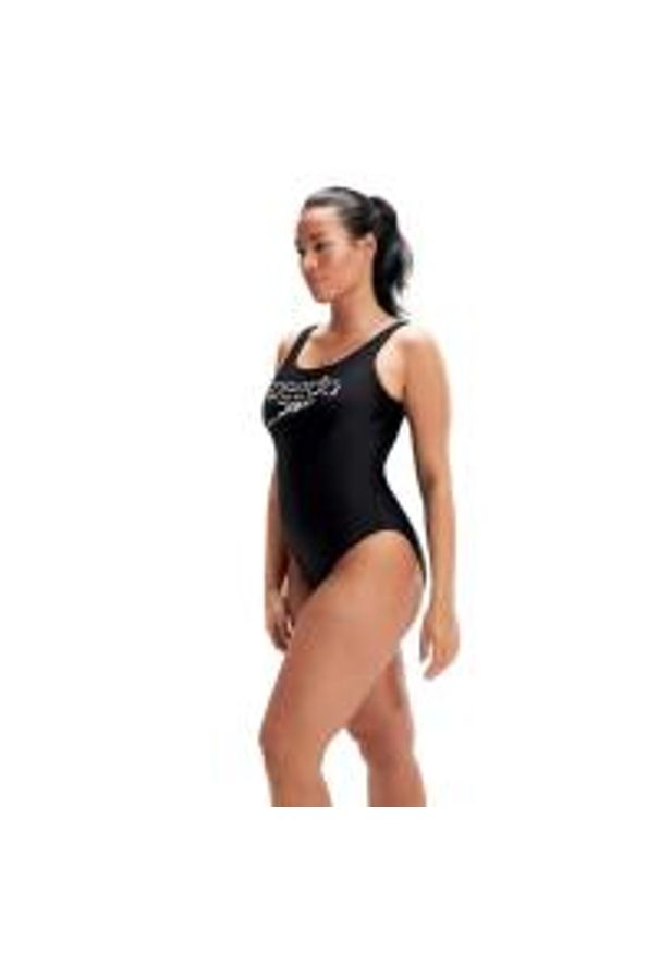 Strój Kąpielowy Speedo Logo U-back – Czarno-Biały – Rozmiar 28. Kolor: czarny