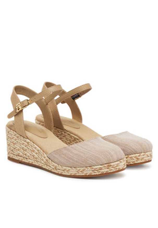 TOMMY HILFIGER - Tommy Hilfiger Espadryle Chambray Mid Wedge Espad FW0FW08477 Beżowy. Kolor: beżowy. Materiał: materiał