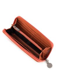 Wittchen - Damski portfel skórzany lakierowany tłoczony. Kolor: pomarańczowy. Materiał: skóra, lakier. Wzór: aplikacja #3