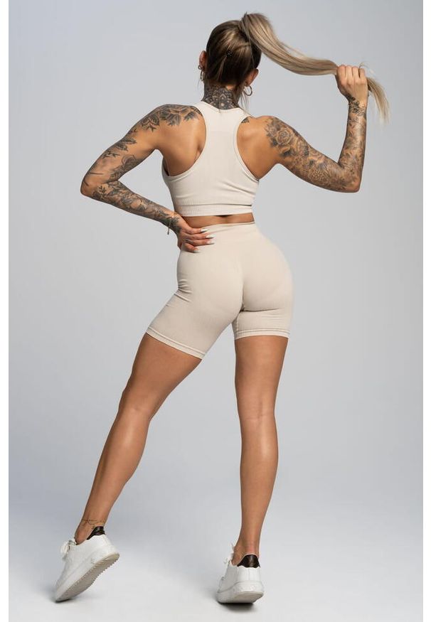 GYM GLAMOUR - Bikery fitness damskie Gym Glamour push up. Kolor: biały. Sport: fitness