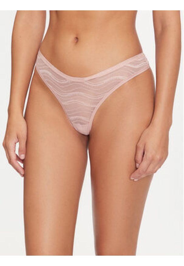Calvin Klein Underwear Komplet 3 par stringów Thong 3Pk 000QD5216E Kolorowy. Materiał: syntetyk. Wzór: kolorowy