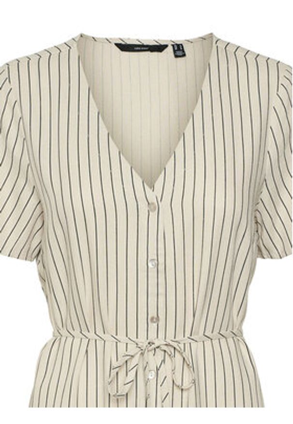 Vero Moda Sukienka letnia Mymilo 10322976 Beżowy Loose Fit. Kolor: beżowy. Materiał: len. Sezon: lato